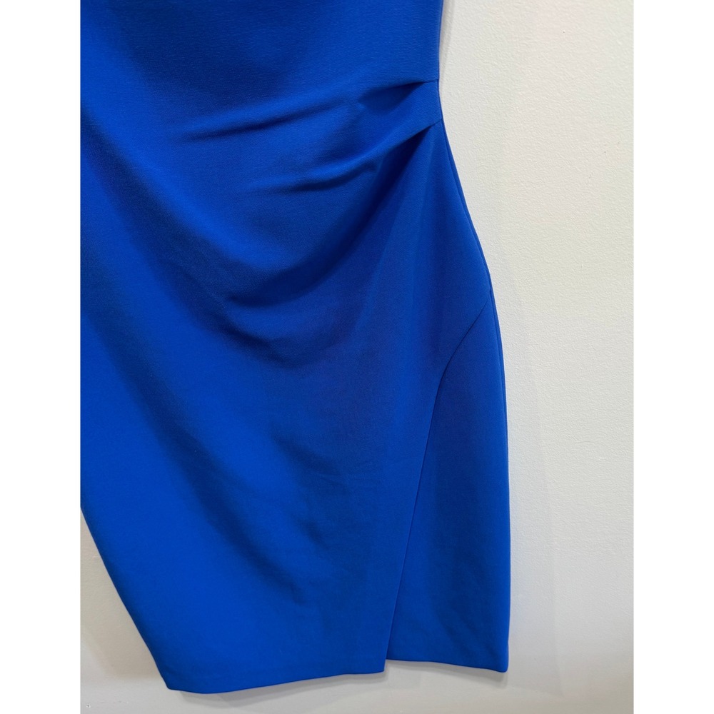 Diane von Furstenberg Royal Blue V-Neck Ruched Sheath Dress Size 4 - Picture 5 of 5